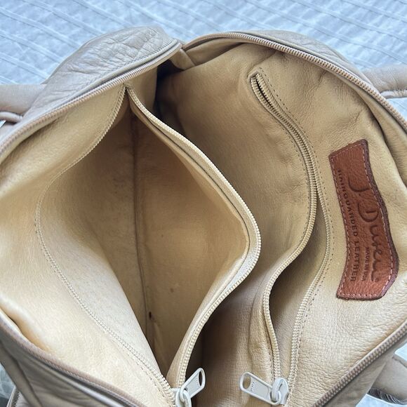 Vintage Julia Duren Beige Leather Handbag Rain Guarded USA Made - Picture 7 of 16